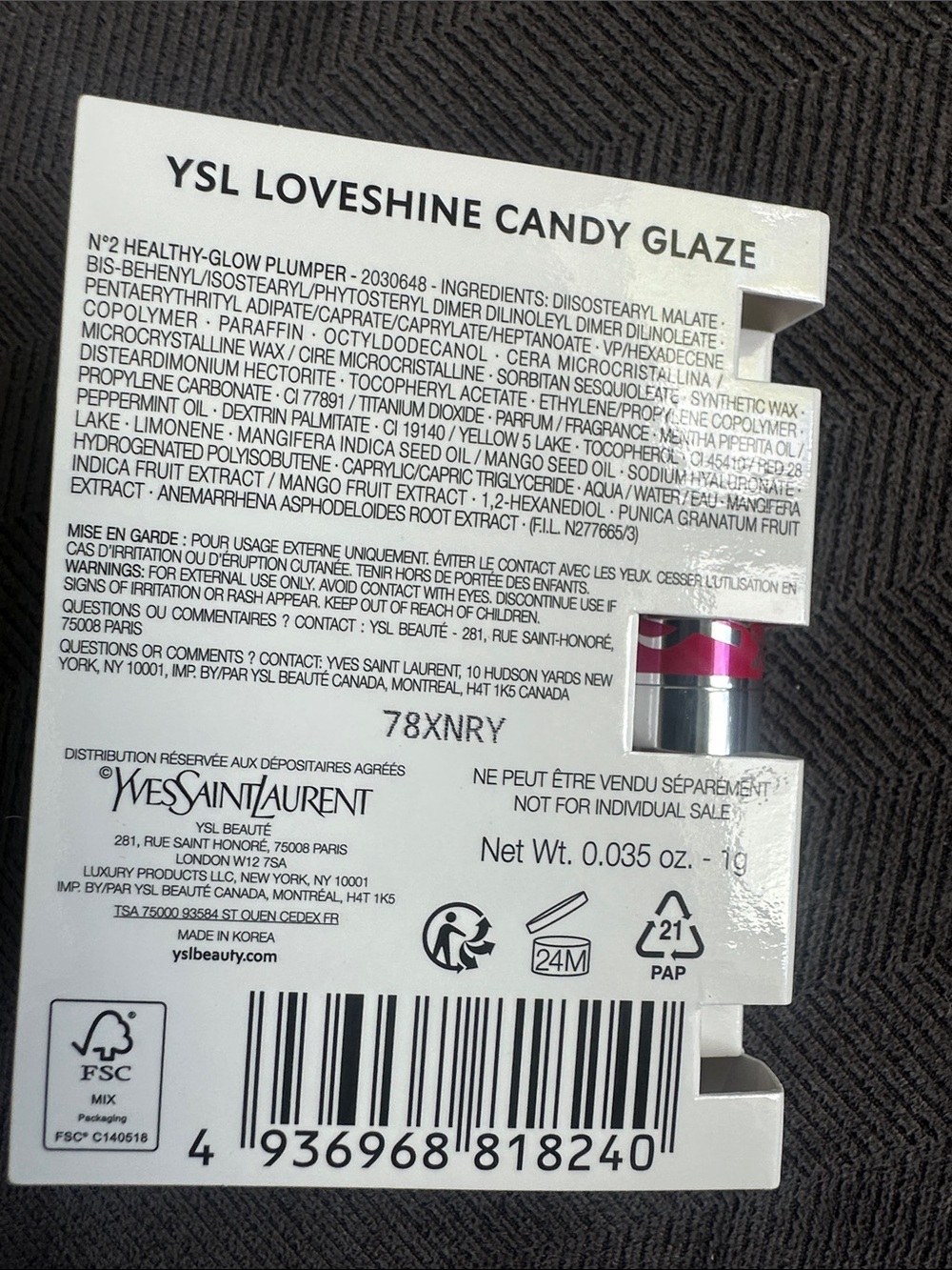 Yves Saint Laurent Loveshine Candy Glaze Lip Gloss - Sheer Pink - Picture 3 of 5